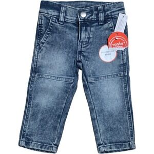 NWT Wonder Nation Toddler Boys Blue Denim Jeans Reinforced Knee Size 12 Months